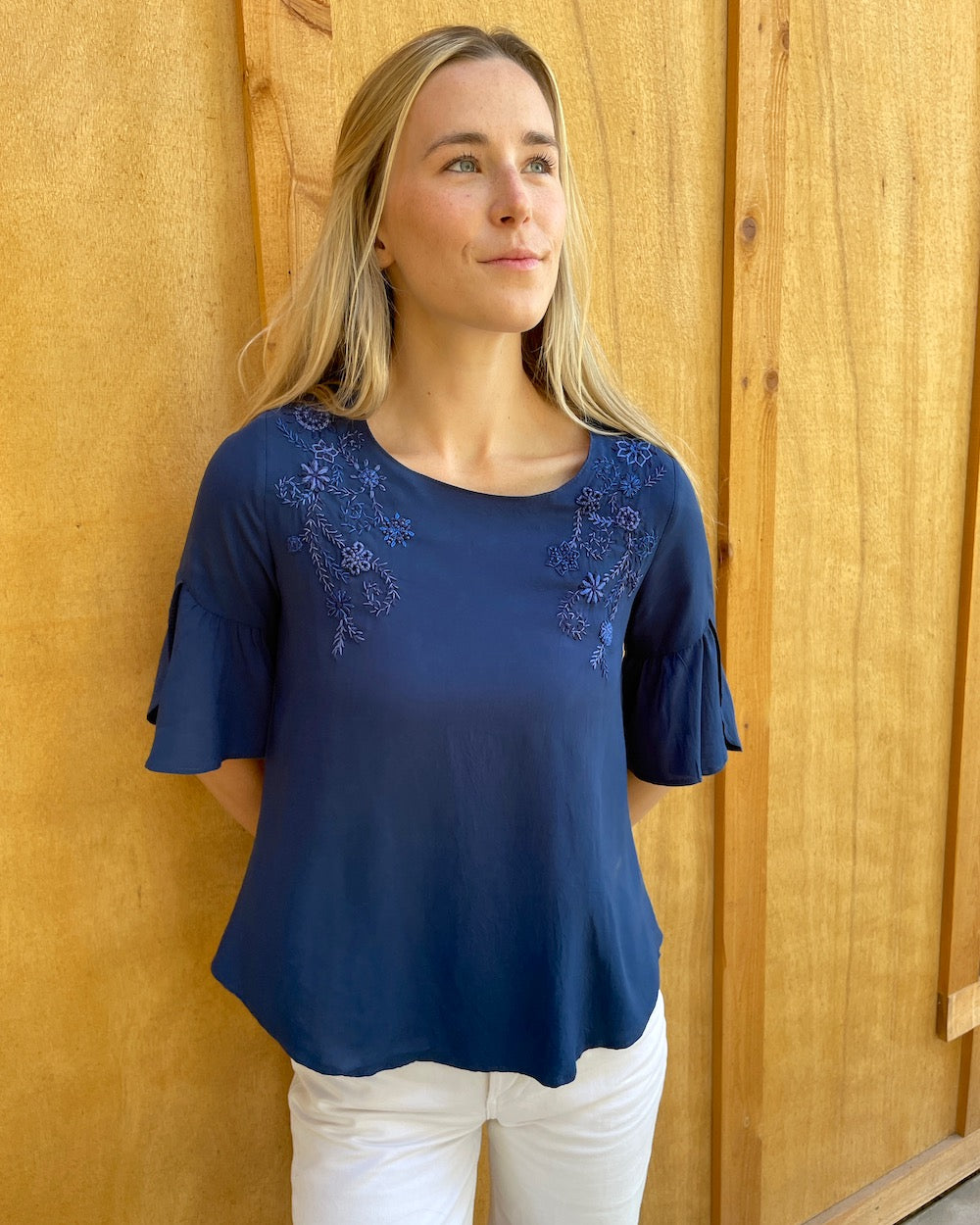 Angelina Navy Blouse