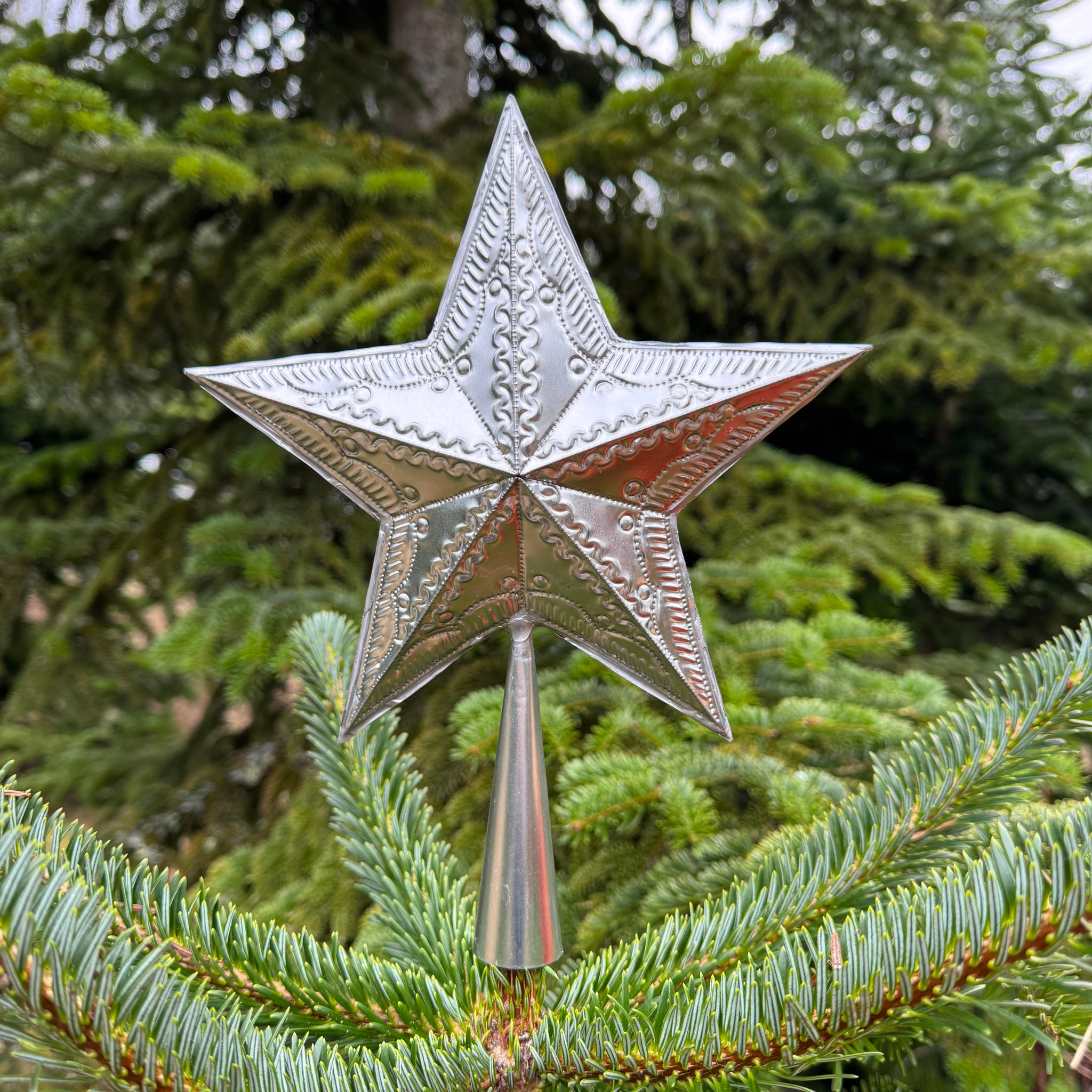 Embossed Tin Treetop Star