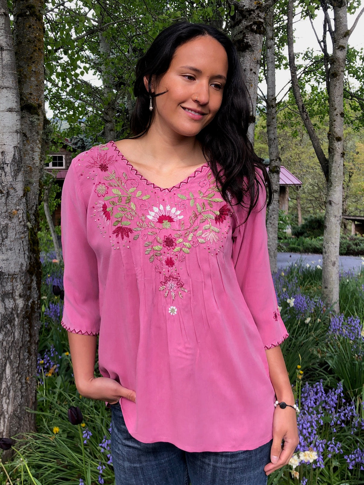 Leti Pleated Mauve Tunic