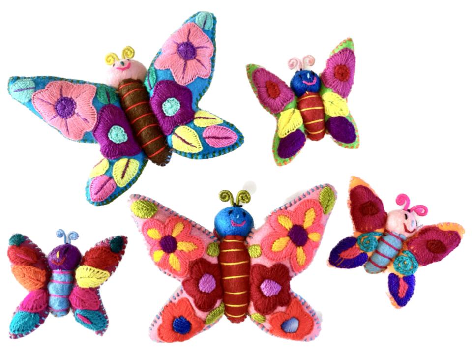 Embroidered Folk Art Butterflies