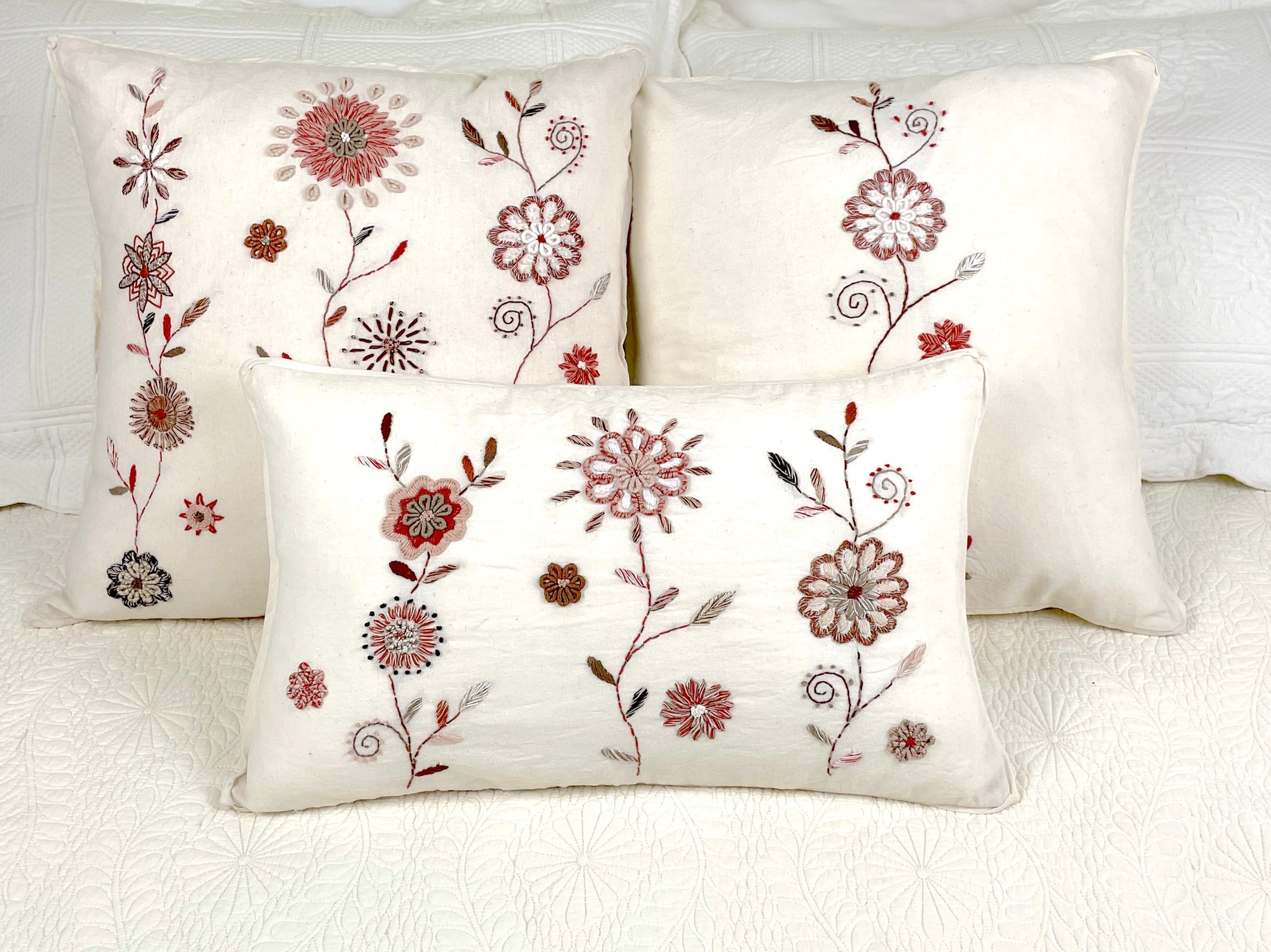 Straw Floral Pillow Covers