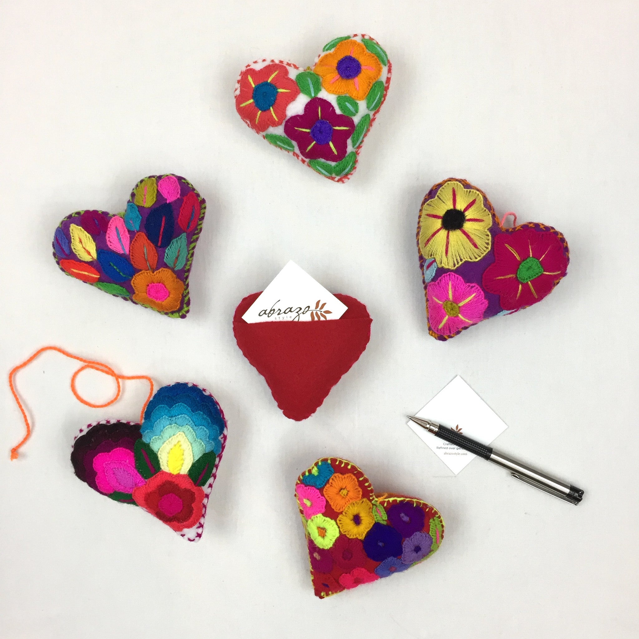 Embroidered Message Hearts (6pk)