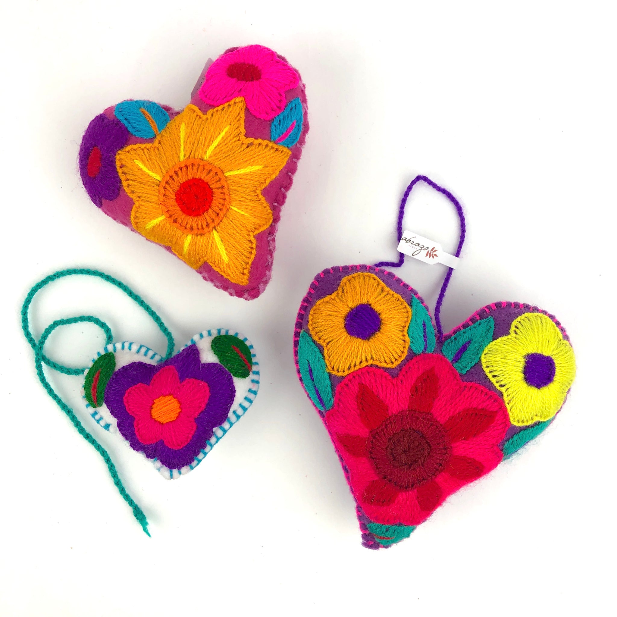 Embroidered heart, Mexican heart, felt heart, fair trade heart